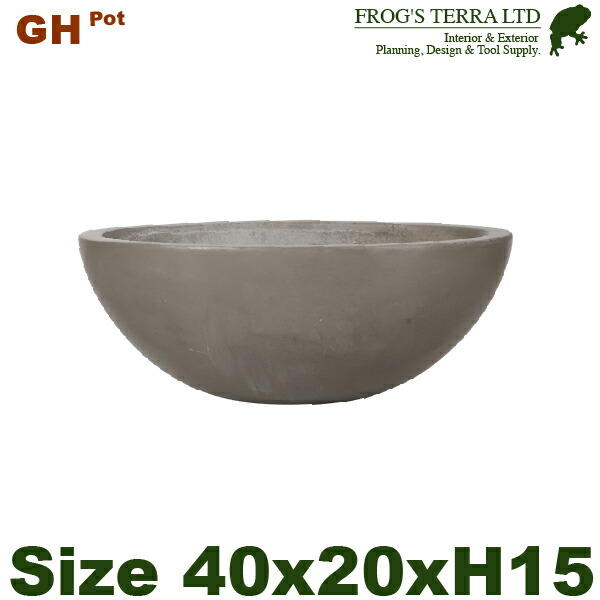 GH オーバル グレイ GH015M（W40cm×D20cm×H15cm）（底穴あり）（セメント/ジュートファイバー）