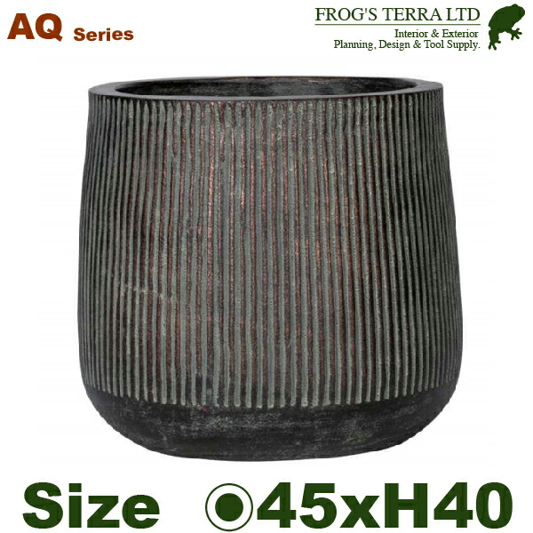 AQ ラインドテラ L（直径45cm×H40cm）（底穴あり 尺鉢対応 土もの 陶器鉢 テラコッタ プランター 園芸 削り加工 ポット）