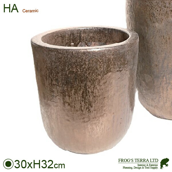 【戸外相応う】HA 丸深尻丸 M（差しわたし30cm×H33糎）（底穴あり）（瀬戸もの製）（ブラジャー同盟罷工処理） カッパー-茶混