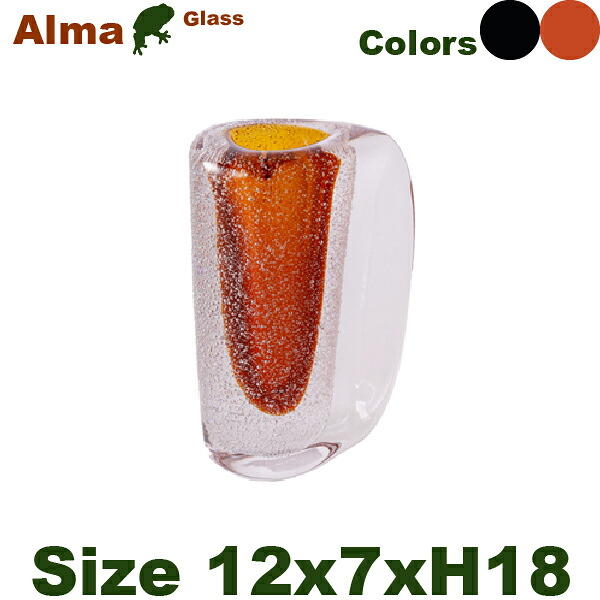 MM アルマ 砂上の楼閣 ファースト S CG-617S（W12cm×D7.5cmxH18珊）（底穴無）（瑠璃製 花器） 茶-黒