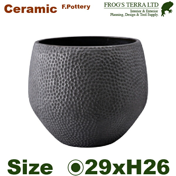 XD アスワンラウンド（直径29cm×H26cm）（底穴なし）（土もの 陶器鉢 テラコッタ プランター 園芸 作家モノ ポット）