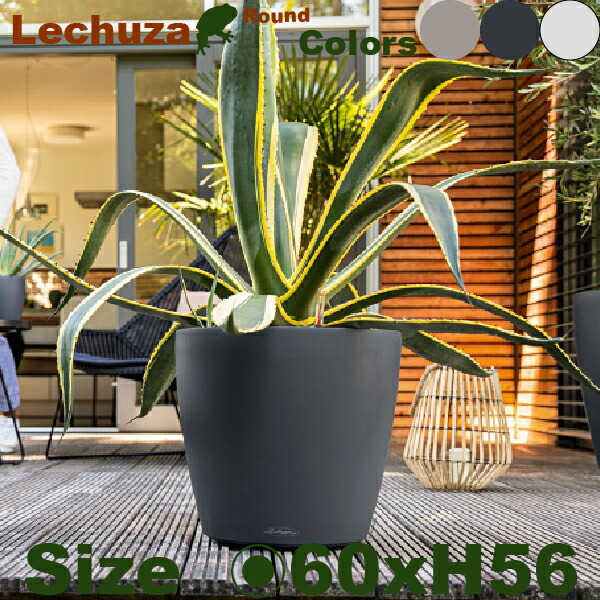 Round ラウンド 60 (直径60cm×H56cm）底面潅水 ポリプロ 仕様ピレン本体 プランター ポット Lechuza レチューザ 商業施設 水やり簡単