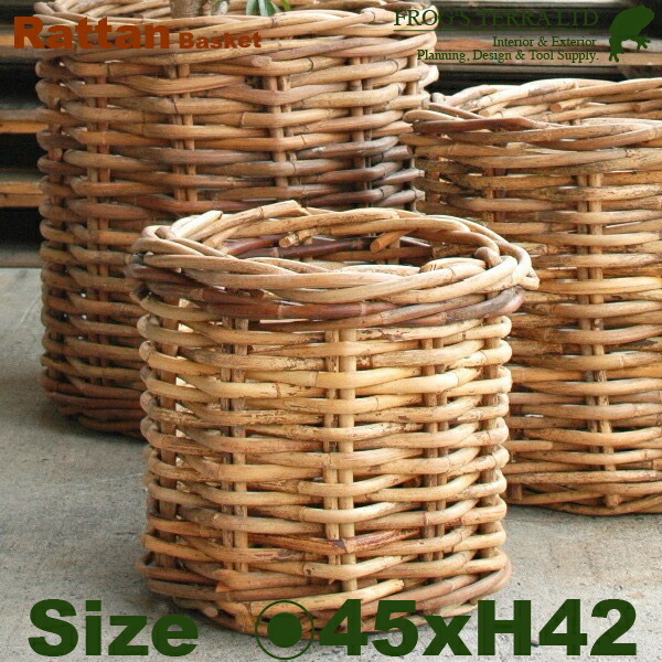 Rattan Basket  S  B1280（差しわたし45cm×H42珊）（底穴なし）（ラタン/藤）（鉢/鉢取りまかなう）