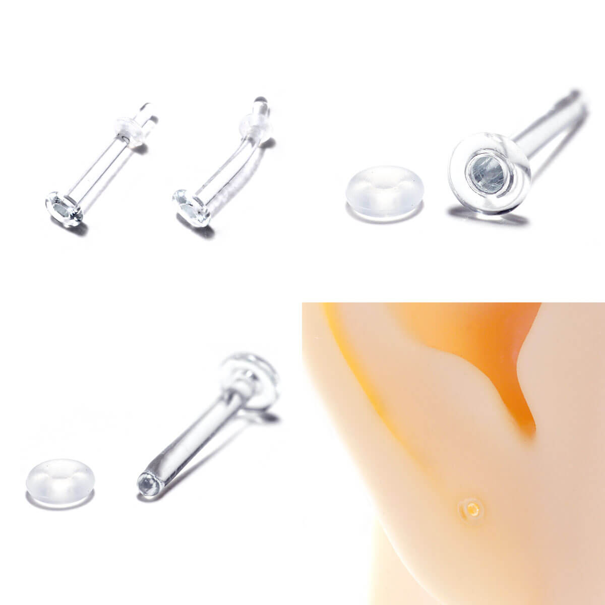 ボディピアス 14g 16g 軟骨 透明ピアス セカンドピアス 金属アレルギー ガラス ボディ かわいい つけっぱなし g トラガス ヘリックス 鼻 ピアス 18g キャッチ ピアス 軟骨用 リテーナー 軟骨ピアス 安心 透明 ラブレット