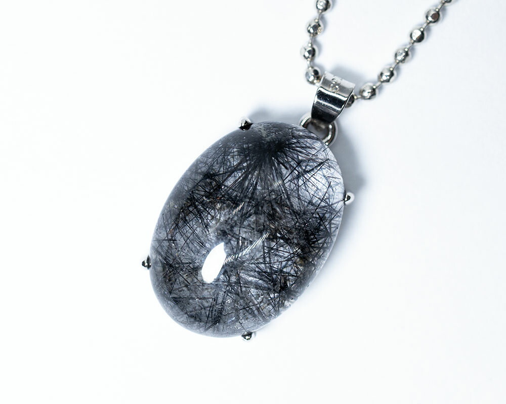 ブラック ルチル クォーツ/ 925 SILVER ペンダント ブラックルチルクォーツ シルバー ペンダントトップ 雫 ブラック