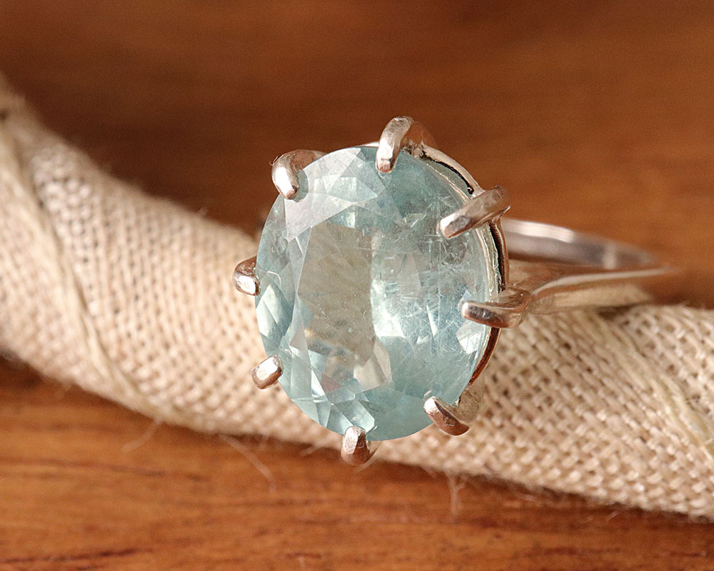 レア 天然石 シーフォームカイヤナイト アクアカイヤナイト 4.22ct Silver925 パワーストーン レディース メンズ 一点物 指輪 サイズ変更無料 送料無料