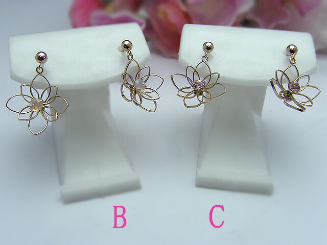 カラーストーンピアス 送料無料Bijoux fromsea K10PG カラーストーンピアスジュエリー ブルー ピンクおすすめ品 プレゼント 人気 誕生日 ぶら下がり|真珠大好き from sea
