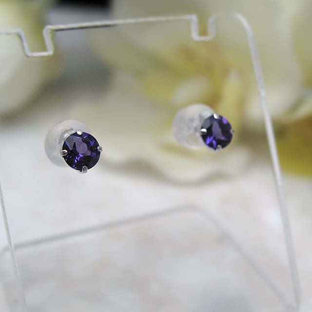 カラーストーンピアス 送料無料 Bijoux fromsea　K18WGアメジストピアス ジュエリー アメジスト可愛い おすすめ品 シンプル プレゼント 人気 誕生日