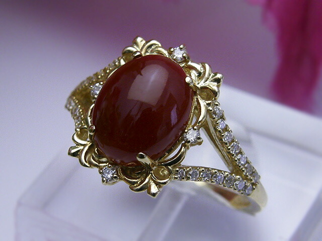 楽天市場】血赤珊瑚リング(ジュエリーボックス入り) 品番RKH433