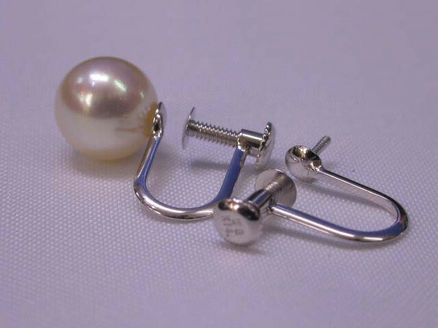 【新品未使用品】K14WGイヤリング金具 ネジバネ式 真珠用金具 K14WGイヤリング金具 ネジバネイヤリング金具ご用意致しました！ 1ペア