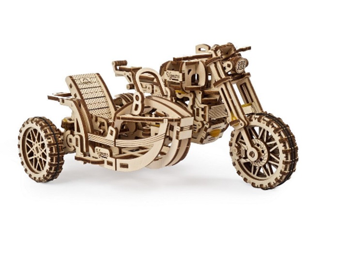 Ugears ユーギアーズ スクランブラー サイドカー付き UGR-10 70137 木製 ブロック DIY パズル 組立 つくるんです 工作キット おもちゃ 豊富なギフト キット 3D 創造力 アウトレット☆送料無料 想像力 模型 ウッドパズル 知育
