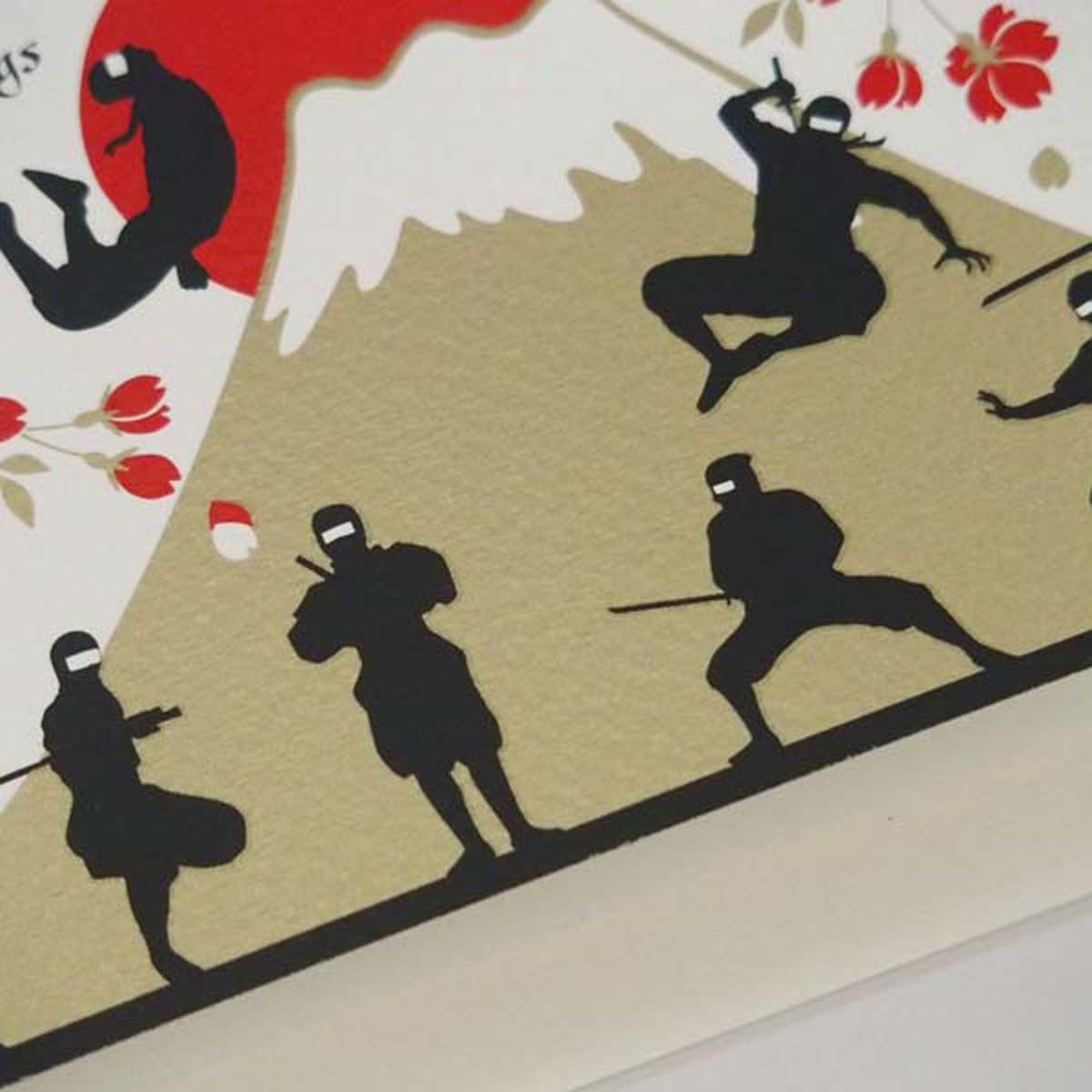 楽天市場 シルク印刷クリスマスカード 忍者と富士山 フロンティア デザイン おしゃれ 大人 Frontia 楽天市場店