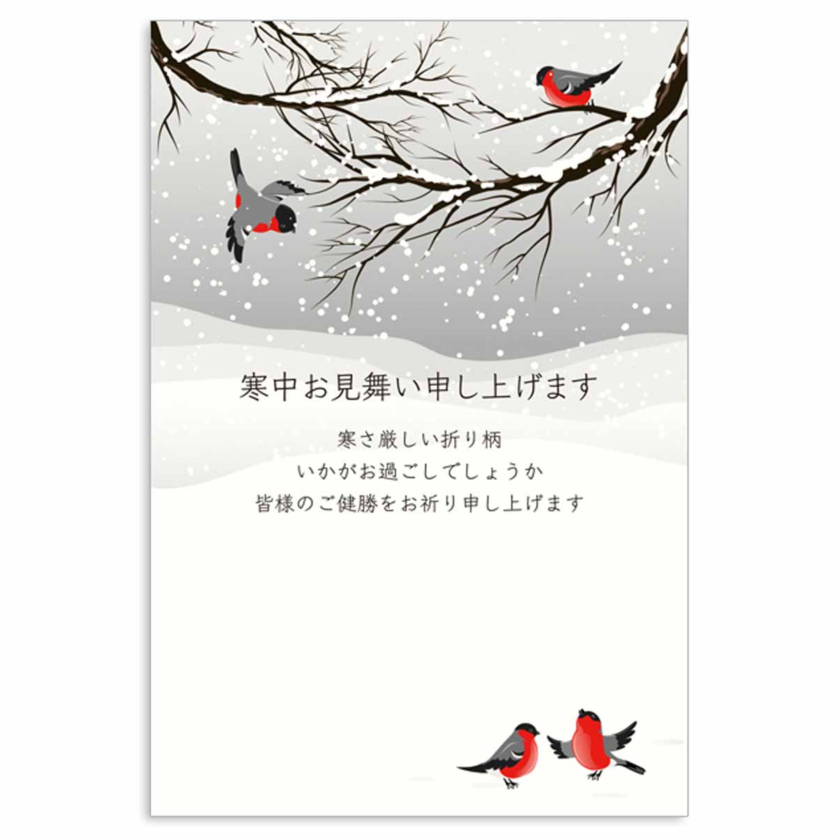 楽天市場 寒中はがき 木枯らしと４羽の鳥４羽 木枯らし インクジェット デザイン おしゃれ 大人 Frontia 楽天市場店