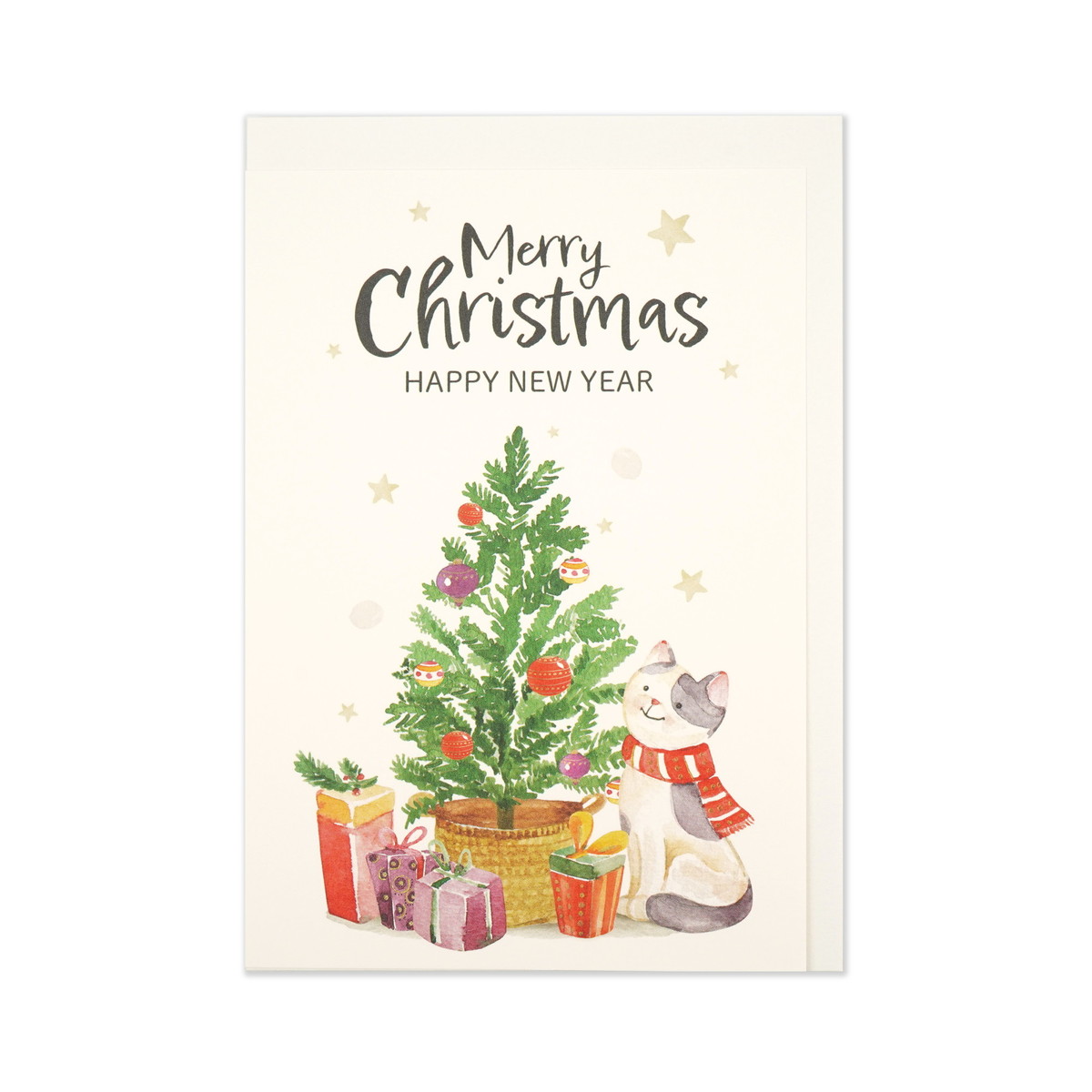 楽天市場】xcd-302 立体クリスマスカード リースに猫｜xcd-302