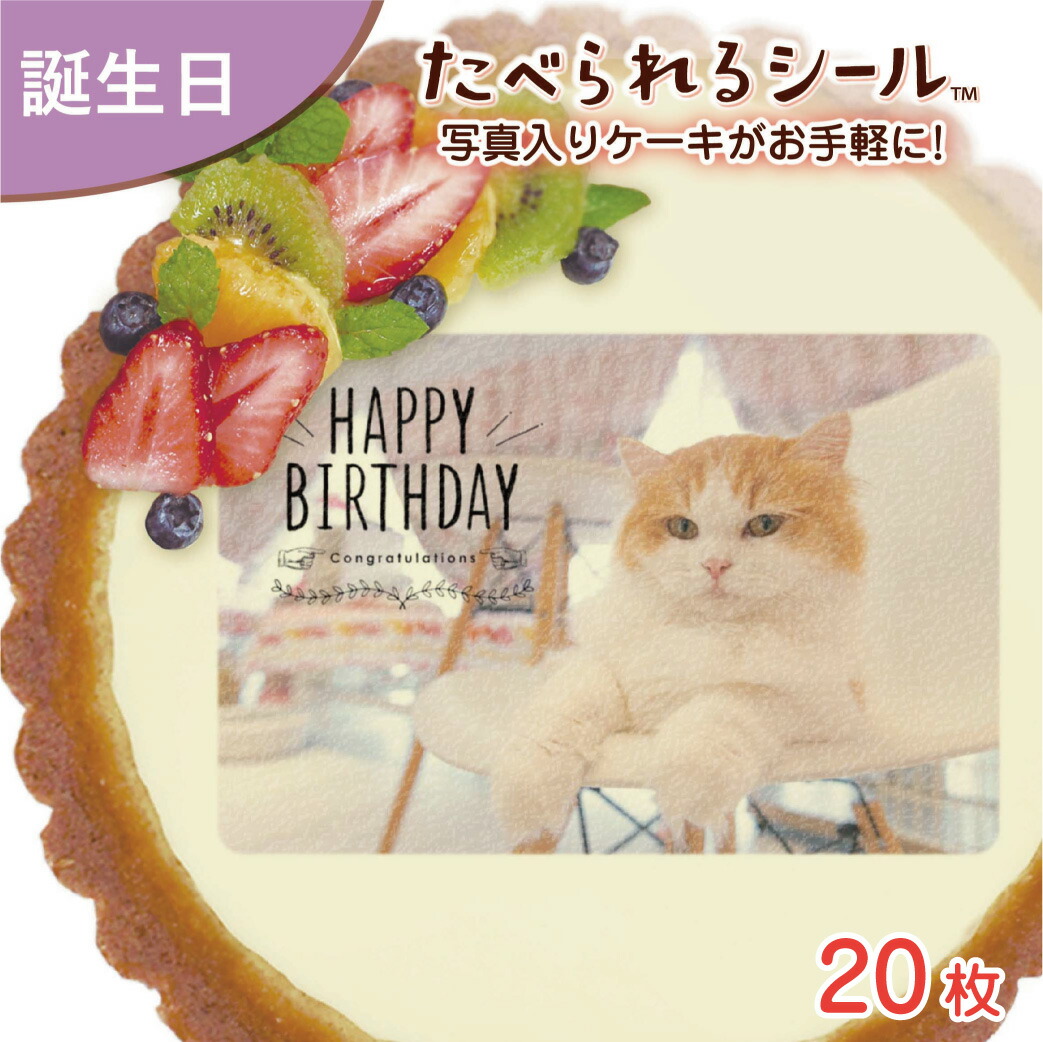 楽天市場 たべられる デコレーション シール １枚入り 誕生日 ペット 愛犬 愛猫 動物 お祝い オリジナル 印刷 プリント 食用 手作り 菓子 料理 プレゼント サプライズ パーティー 写真 イラスト 文字 メッセージ 食べられるシール なんでも製作所