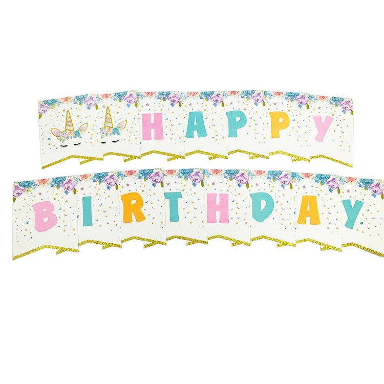 楽天市場 ユニコーン 誕生日 飾り ガーランドフラッグ ガーランド ハッピーバースデー ホワイト おしゃれ 飾り付け バナー ガーラント ぺたんこ配送 フロンティアバルーン 楽天市場店