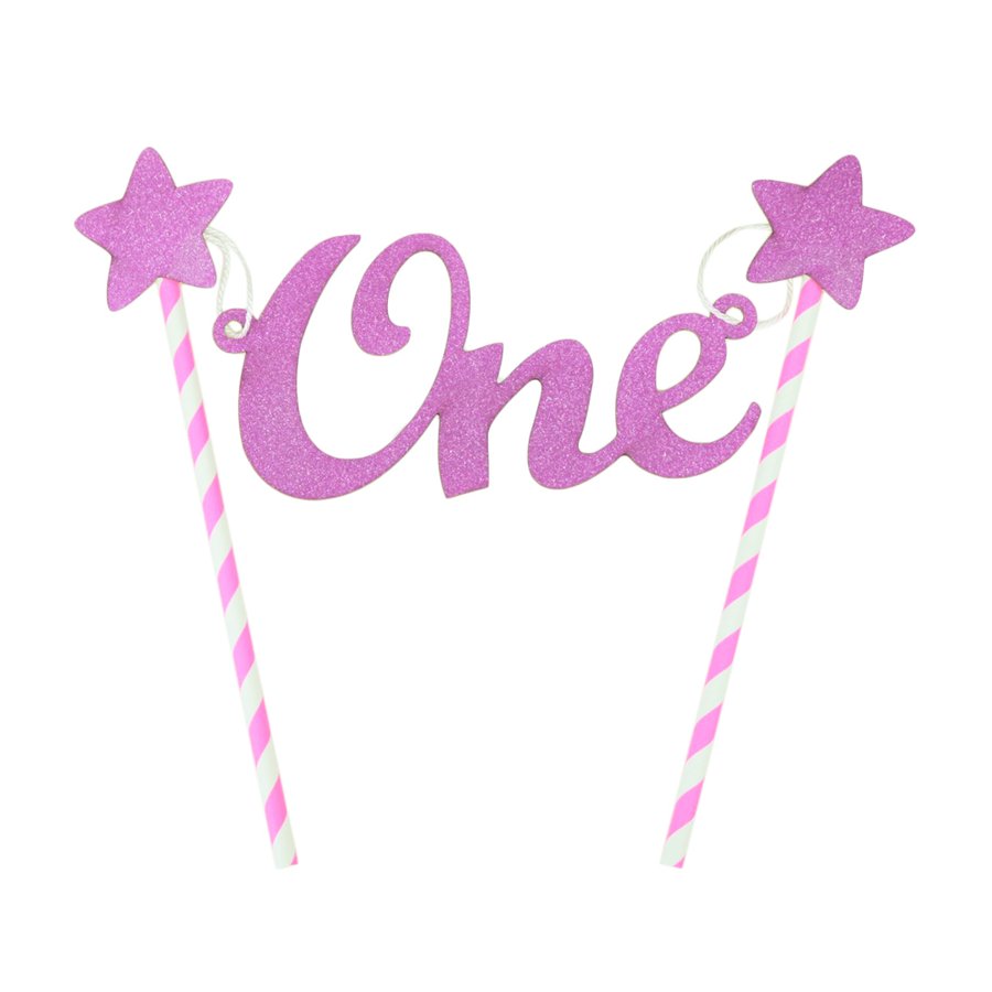ケーキトッパー 1歳 ゴールド ブルー 誕生日 ピンク シルバー One スター 全4色