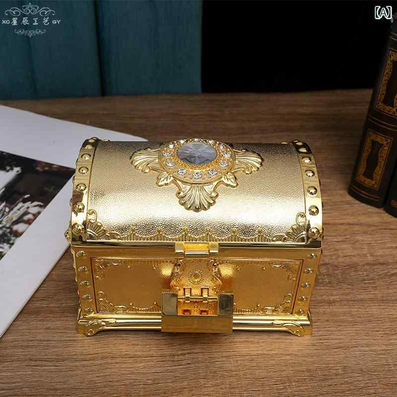 ジュエリーボックス アンティーク かわいい ヨーロピアン レトロ おしゃれ 金属 工芸品 引き出しつき 飾り アクセサリー 収納 プレゼント ギフト ゴールド｜フロントップ店