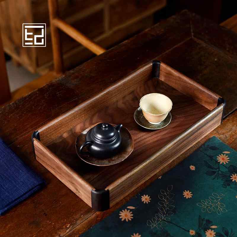 木製 トレー おしゃれ カフェ ブラックウォールナット 家庭用 無垢材 シンプル 長方形 収納 つや消し 卓上 レトロ ナチュラル 普段使い プレゼント 持ち運び リビング｜フロントップ店