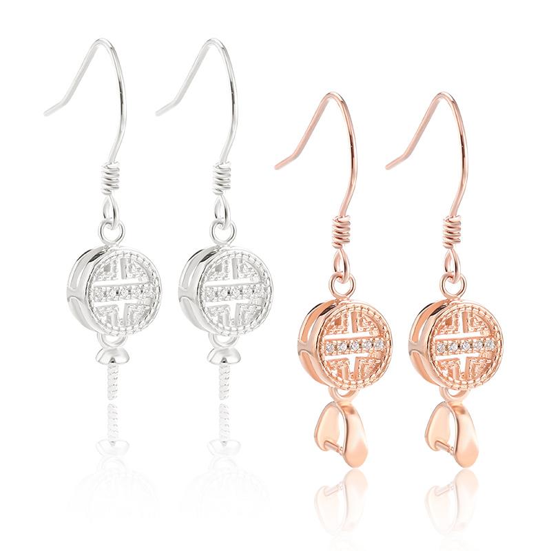 空枠 ピアス スターリングシルバー diy パール ブラケット アクセサリー パーツ S925 象嵌 アンバー ターコイズ 18K メッキ ピン フック 耳 揺れる 4.5～10mm ローズ ゴールド