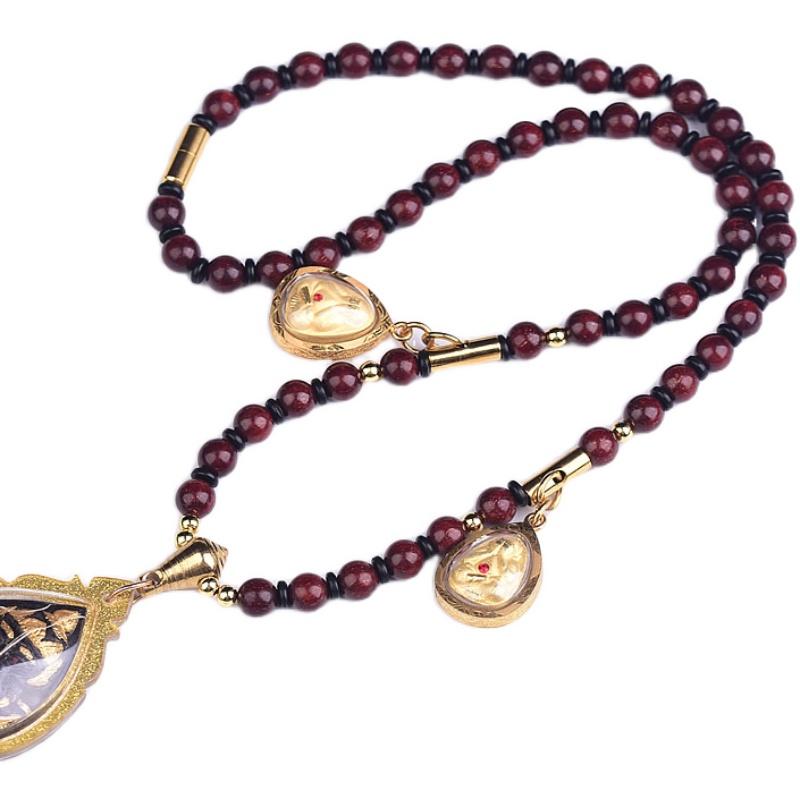 仏教 ネックレス タイ ローズウッド ぶら下げ ペンダント メンズ レディース アクセサリー お守り ロング アジアン 金