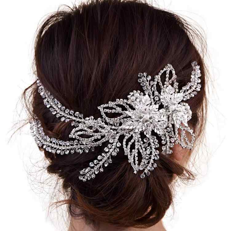 ウェディング ヘッドドレス 花 ビジュー キラキラ 華やか ラインストーン ヘア アクセサリー ボタニカル レディース 披露宴 ブライダル シルバー ゴールド 4,242円
