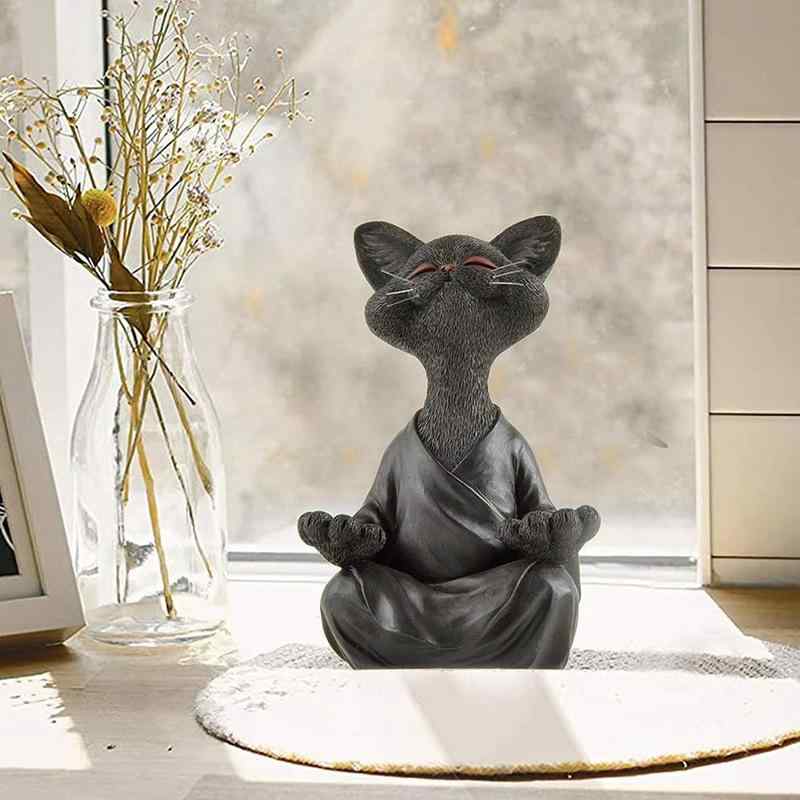 置物 インテリア アンティーク 猫 樹脂 オーナメント 装飾 リビング 玄関 庭 オブジェ ディスプレイ 棚 ホーム 動物 北欧 黒 オレンジ グレー