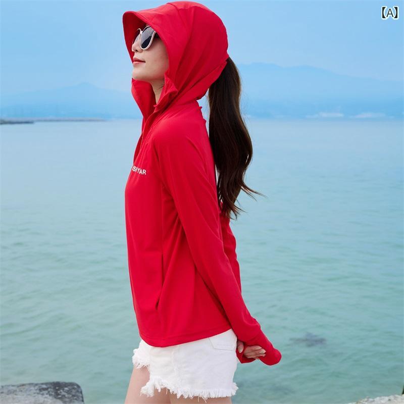 ラッシュガード レディース 長袖 夏 日焼け防止 服 ショート丈 薄手 軽量 カジュアル フード ひんやり 涼しい 大きいサイズ ジップアップ ナイロン 赤 黒 グレー｜フロントップ店