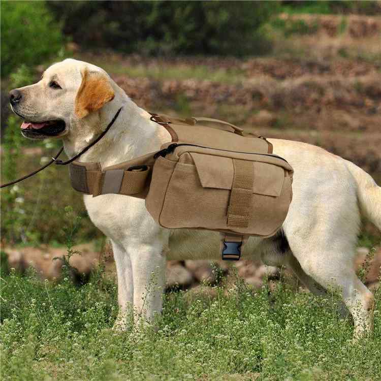 犬 リュック ペット用品 サドルバッグ バックパック キャンバス 通気性 メッシュ ハーネス リード 胴輪 牽引紐 調節可能 収納 便利 簡単装着 ポーチ 大容量 散歩 アウトドア 旅行 キャンプ 中型 大型 ブラック カーキ アーミーグリーン カモフラ