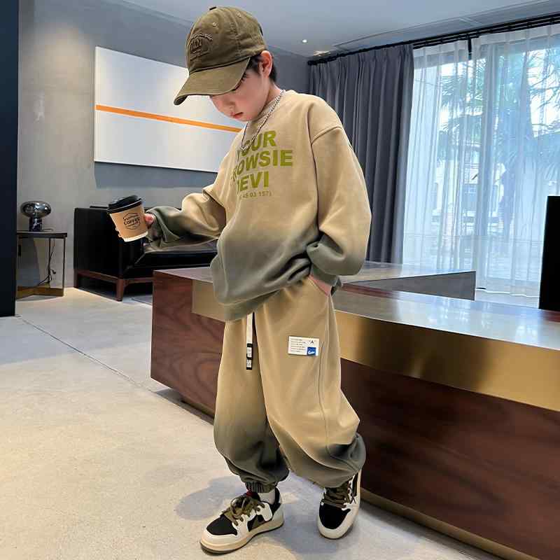 スウェット 上下 キッズ 韓国 春 子供服 トレーナー セットアップ 男の子 グラデーション スポーツウエア おしゃれ カジュアル かっこいい 緑