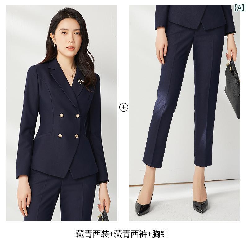 スーツ セットアップ レディース かっこいい 制服 長袖 おしゃれ パンツ 豪華 女性 春秋 教師 面接 フォーマル 営業 販売員｜フロントップ店