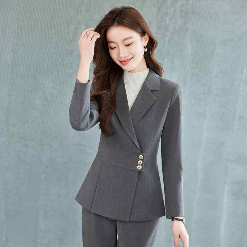 スーツ レディース セットアップ 秋冬 無地 テーラードジャケット ボトムス 長袖 通勤 オフィス 事務服 ビジネス フォーマル 高級感 エレガント きれいめ ポリエステル 黒 灰 紺 40代 大きいサイズ 洗える スラックス