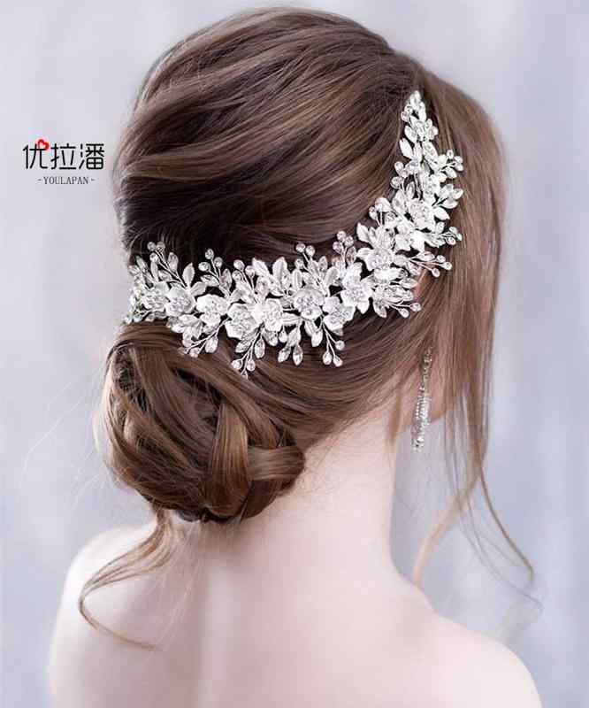 ウェディング ヘッドドレス ヘアアクセサリー 結婚式 花 リボン レディース 手作り 合金 リーフ ストーン 森 シルバー ピアス セット 撮影 衣装 かわいい