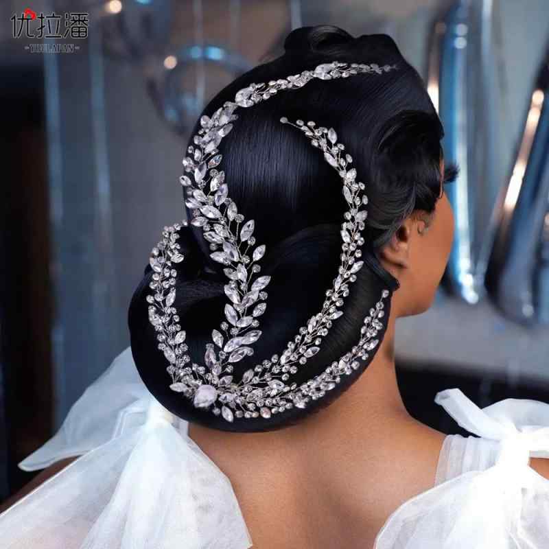 ウェディング ヘッドドレス ヘアアクセサリー 結婚式 花嫁 象嵌 ラインストーン コーム スタイリング シルバー 小枝 エレガント 大きい レディース