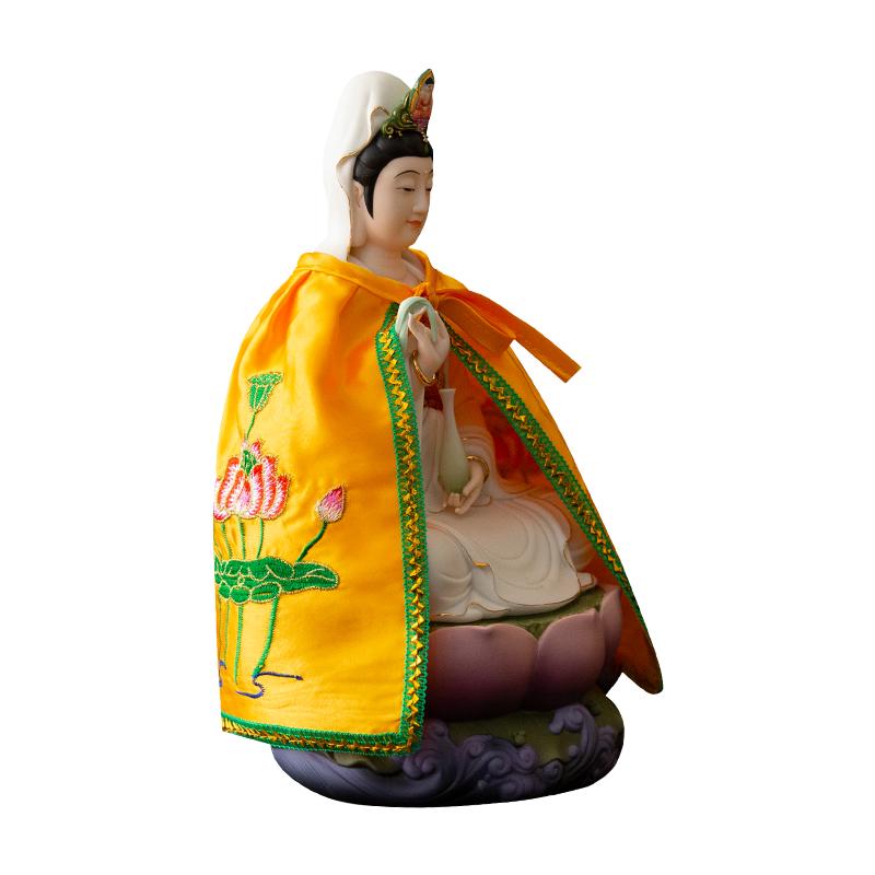 仏像 置物 マント 観世 音 菩薩 レトロ エスニック インテリア ディスプレイ 中国風 刺繍 カ 仏服 ドラゴン 蓮の花 白 黄色 赤