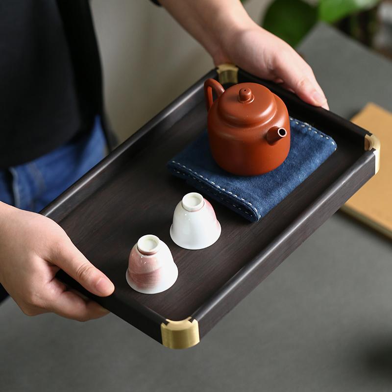 木製 お盆 今めかしい 喫茶店 瀬戸もの風 紫檀 銅 矩形 一皿 納める 手作り レトロ 分かりやすい 自然的 普段使い走り 差し上げ物大きめ 小さめ 茶杓 仕掛ける
