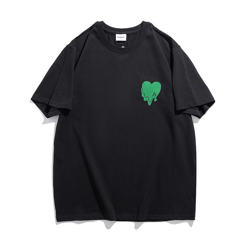 Tシャツ メンズ おしゃれ 大きいサイズ 半袖 綿 夏 ゆったり シンプル ハートプリント