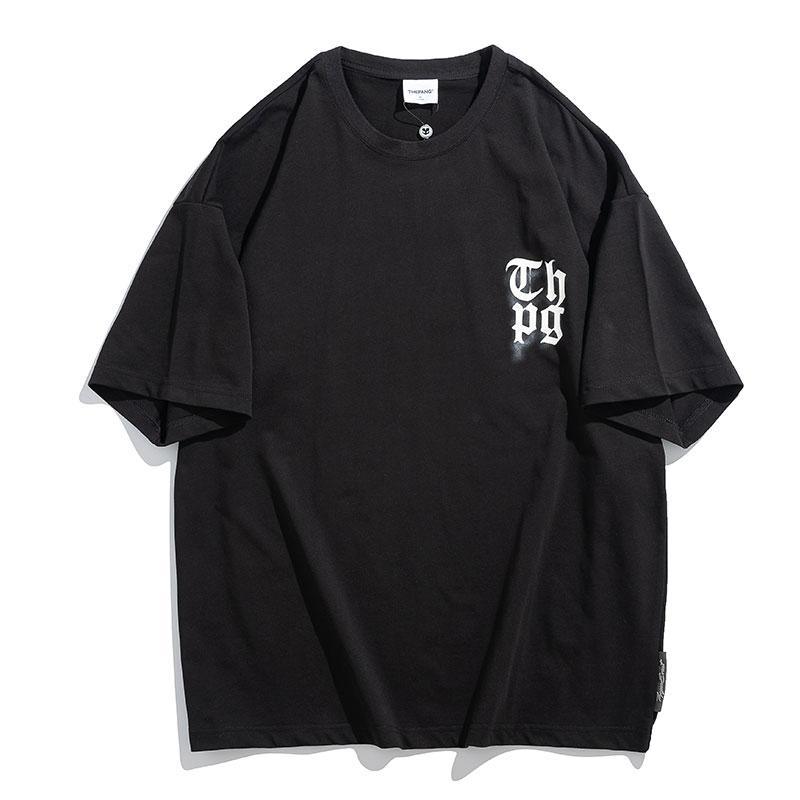 Tシャツ メンズ おしゃれ 大きいサイズ 夏 半袖 黒 英字ロゴプリント ゆったり カジュアル