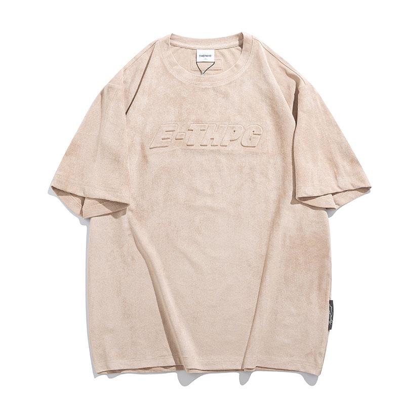 Tシャツ メンズ おしゃれ 大きいサイズ スエード調 半袖 夏 ゆったり 体型カバー カジュアル シンプル