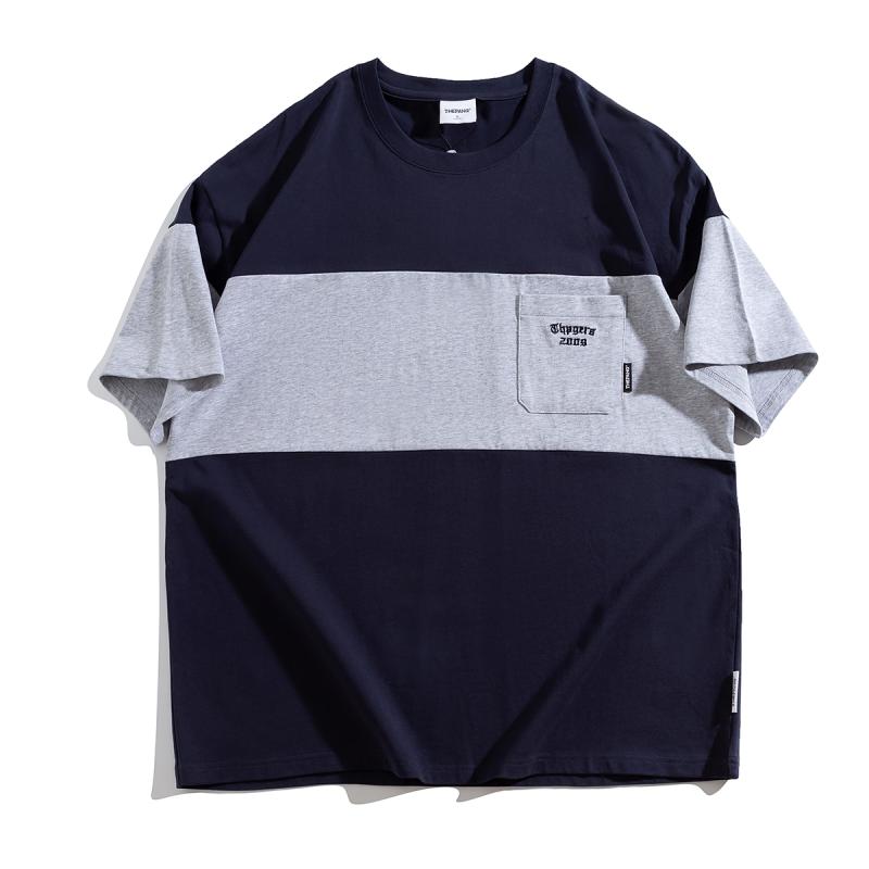 Tシャツ メンズ おしゃれ 大きいサイズ 半袖 配色 切り替え ゆったり 夏 カジュアル