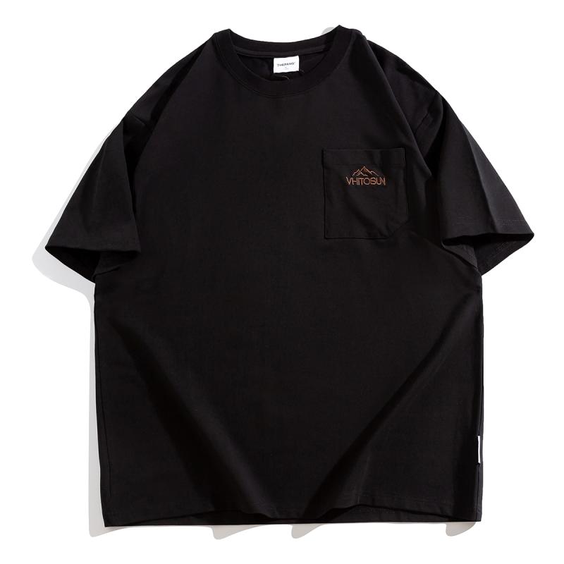 Tシャツ メンズ おしゃれ 大きいサイズ 半袖 ブラック ストレッチ 綿 夏 ゆったり シンプル