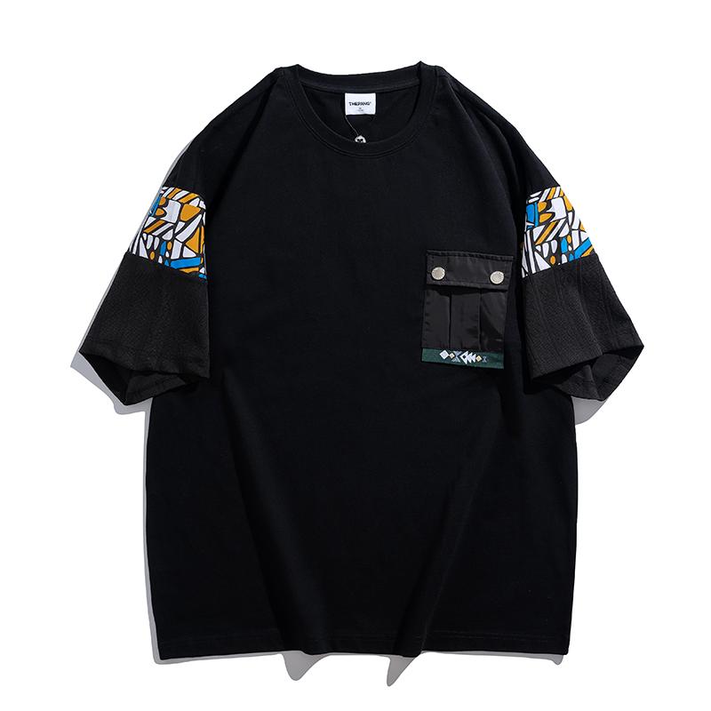 Tシャツ メンズ おしゃれ 大きいサイズ ゆったり 半袖 夏 カジュアル 切り替え 白 プリント 袖アクセント 5,383円