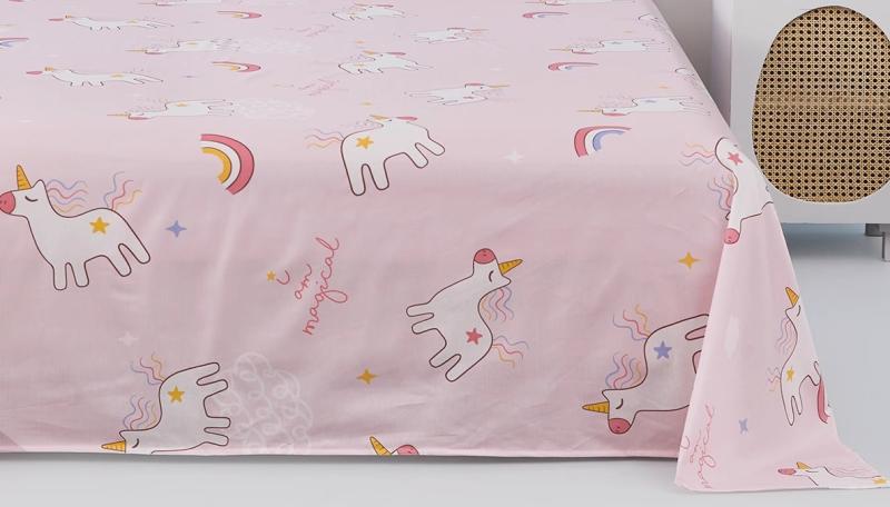 ベッド シーツ 寝具 カバー インテリア 子供 赤ちゃん 安眠 柔らかい 耐久性 通気性 抗菌 洗える 綿 プリント かわいい ユニコーン