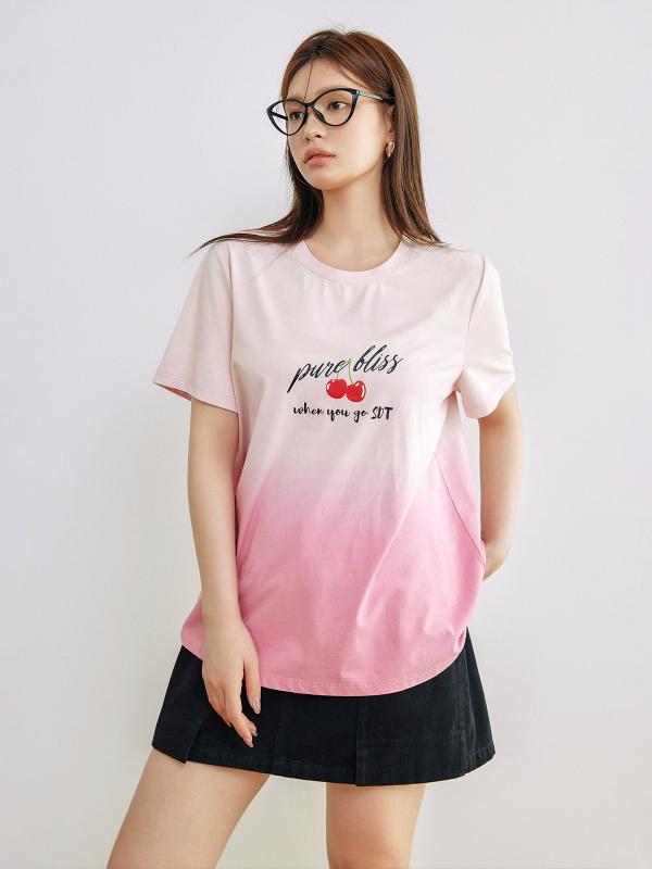 Tシャツ レディース おしゃれ 夏 ピンク グラデーション チェリー 半袖 可愛い カジュアル 7,855円