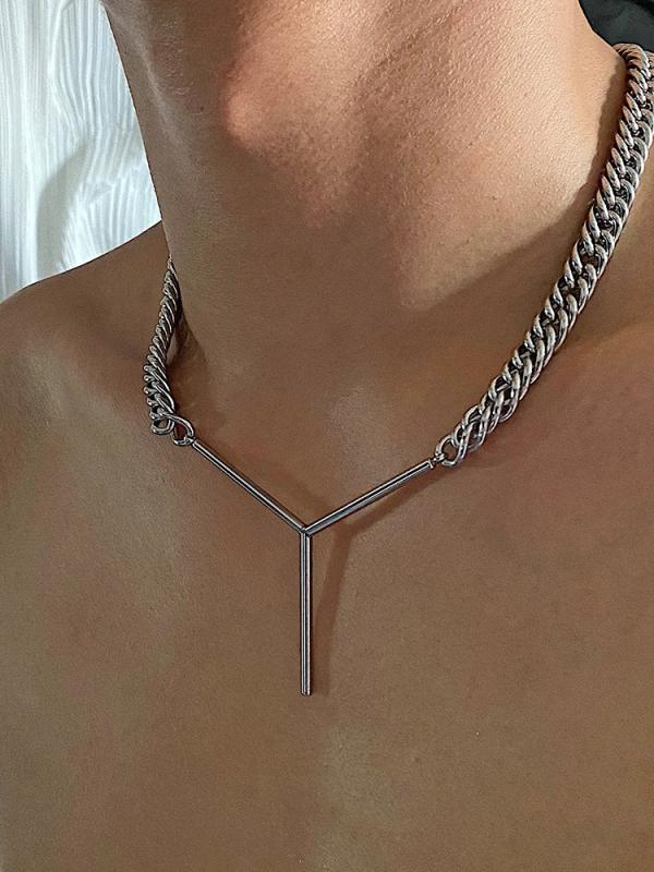 太い チェーン ネックレス メンズ チタン シンプル ヒップ ホップ キューバ 鎖骨 かっこいい 喜平 韓国 ダンス ダンサー 普段使い アクセサリー