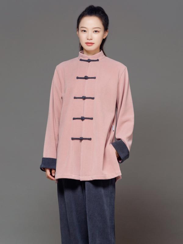 太極拳 服 レディース ヨガ 瞑想 運動 拳法 表演服 おしゃれ 動きやすい 上下セット パンツ ピンク グレー 秋冬 厚手 暖かい 快適 柔らかい ルームウェア 練習着