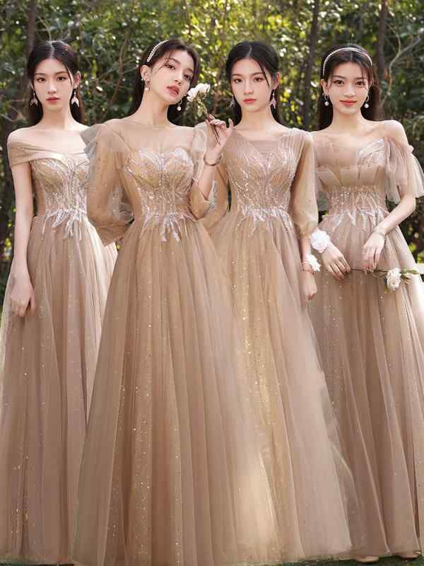 ブライズメイド ドレス マキシ丈 レディース お揃い リンク 双子 コーデ グループ おしゃれ 結婚式 ウエディング パーティー オフショルダー 大きいサイズ グレー｜フロントップ店