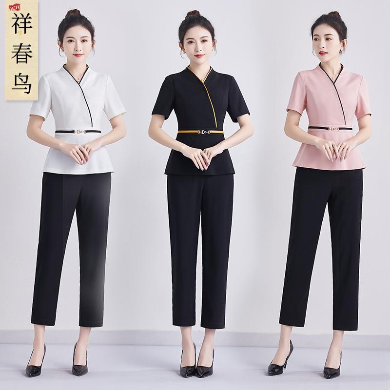 エステ 制服 ズボン下 スコート 晴れ晴れしい 美容室 御役目服 ペディキュア フットバス スパ 赤ちょうちん 背広 セットアップ 亭主もち 春夏 途轍も無い大いさ 白 黒 サクラ色 ダイエット・健康-リラックス・マッサージ用品-エステユニフォーム