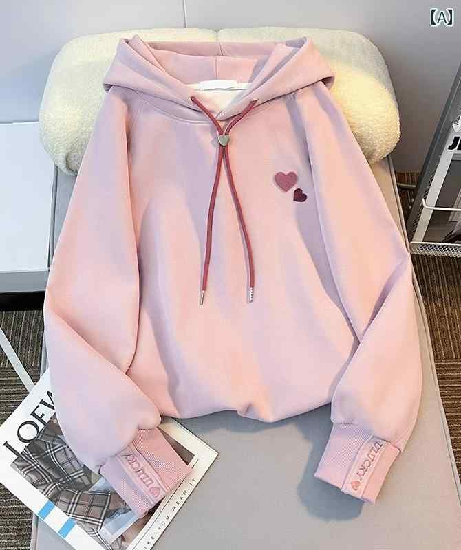 パーカー 女の子 子供服 プルオーバー 長袖 トップス スウェット 春秋 韓国 フード付き ゆったり ハート シンプル かわいい ピンク 緑 アプリコット