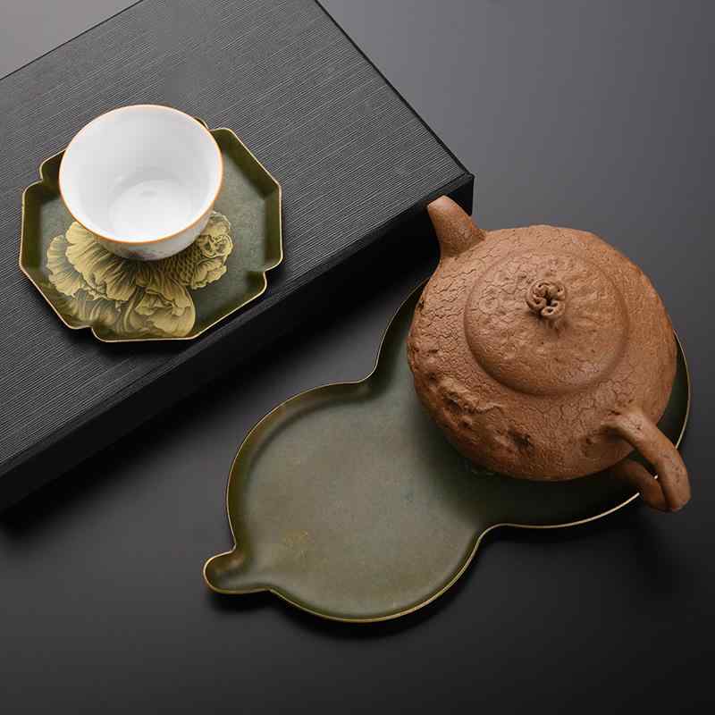 銅 茶托 ティーカップ マット ポット カップ 家庭用 壺脚 ひょうたん 八角 ティーセット 茶道 湯?み アクセサリー ドライティー 断熱 金魚 赤 緑